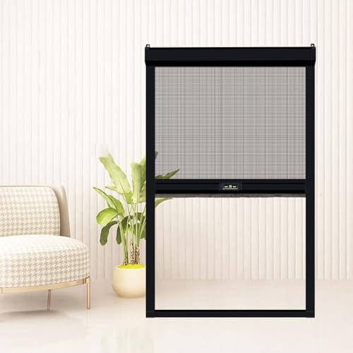 Mosquiteras para Ventanas Enrollables a Medida - Protección contra Insectos - Fibra de Vidrio Gris - Estructura de Aluminio - Fácil de Instalar