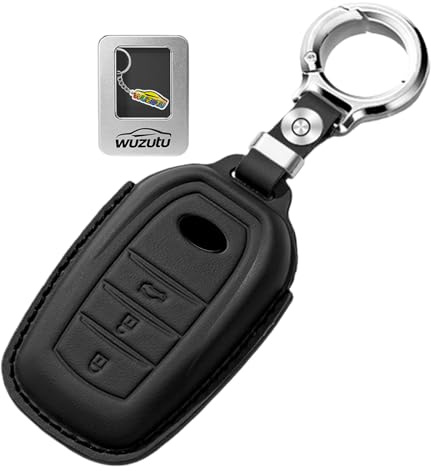 WUZUTU Leder Autoschlüssel Hülle Tragbare Schlüsseltasche Kompatibel mit Suzuki Swace Schlüsselgehäuse für Toyota RAV4 CHR 2025 2026 Highlander Kluger Schlüsselhülle Cover Schlüsselschutz Schwarz