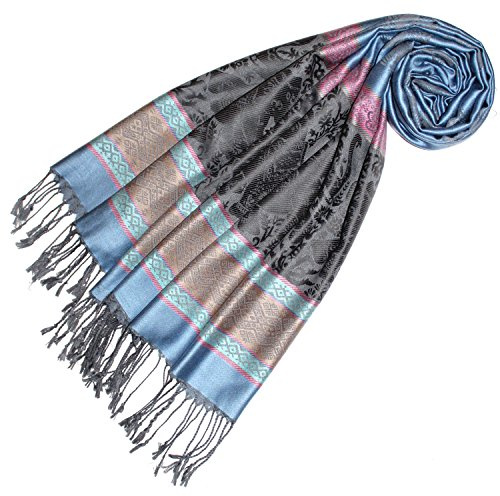Lorenzo Cana Designer Pashmina högklassig märkeshalsduk jacquard vävd med elefanter - mönster modal omslutning 70 x 190 cm tyg Stola sjal 93311