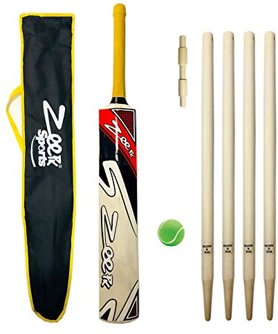 Zeepk Sports Complete Junior Cricket BAT KIT for Kids Age 8-14 Years Kashmir Willow BAT + WICKETS