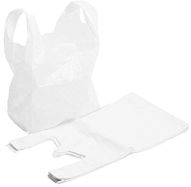 Plastic White 11x17x21 Reusable Vest Style Shopping Retail Strong Polythene Carrier Bags (100 White Carrier Bags)