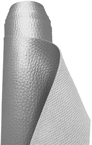 A-Express Grained Faux Leather Fabric Waterproof Heavy Duty Leatherette Vinyl Leathercloth Upholstery Textured Material - Shiny Silver Half Metre 50cm x 140cm