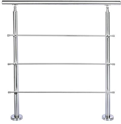 INMOZATA Handrails for Outdoor Steps, 80CM Outdoor Handrail with 3 Cross Bars, Stair Rails Banister Stainless Steel Handrail Safety for Stairs Indoor Outdoor