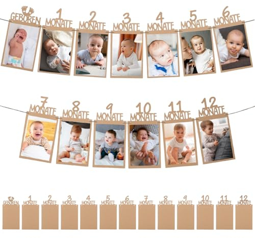 Fotogirlang 1 födelsedag blå, girlang till födelsedag 1 till 12 månader, Happy Birthday-banner, barn månadsvis bildrekvisita för pojkar festdekor helig nattvard dop