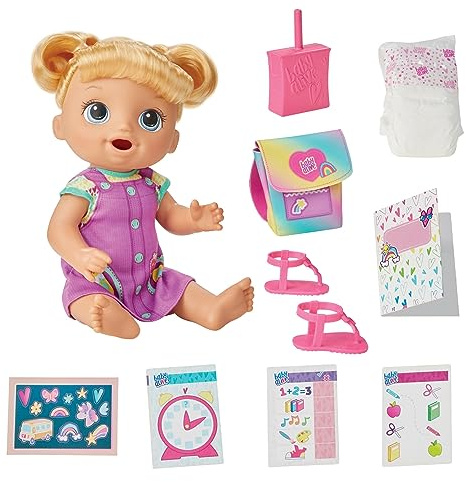 Baby Alive Time for School Baby Doll Set, 12 Inch, Back to School Toys for Girls & Boys, Blonde Hair, Preschool Gifts for Kids, Ages 3+ (Amazon Exclusive)