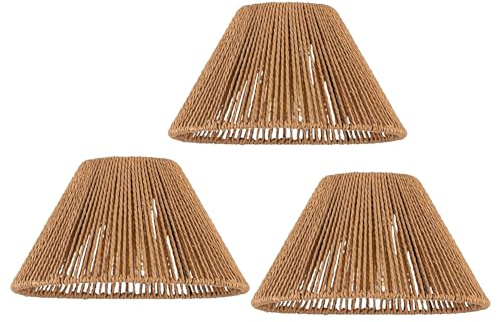 3x Boho Rattan Pendant Lamp Replacement Shade Ceiling Fan Light Bulb Covers Light Shades for Hanging Light Fixtures Shades Only Farmhouse Wicker Woven Lampshade, Ø9.85 x H5.5