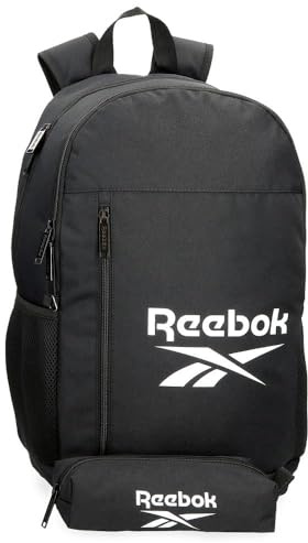 Reebok Ashland Zaino doppio scomparto + astuccio scolastico nero 30 x 48 x 15 cm Poliestere 21,6 L by Joumma Bags, Nero, Taglia unica, Zaino doppio scomparto + astuccio scolastico