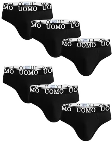 Channo 6er-Pack Herrenslips aus Baumwolle - Uomo, Schwarz XL