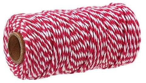 100 m/rotolo di cotone Bakers Spago Corda Spago Spago di cotone bicolore Tessili per la casa Confezioni regalo Decorazioni di nozze di Natale-03 Rosso Bianco