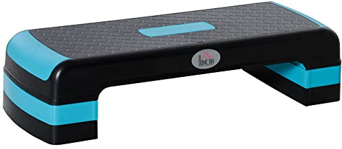 HOMCOM Stepper aérobic fitness hauteur réglable 3 niveaux 10/15/20 cm surface antidérapante plastique 78 x 28 x 20 cm noir et bleu