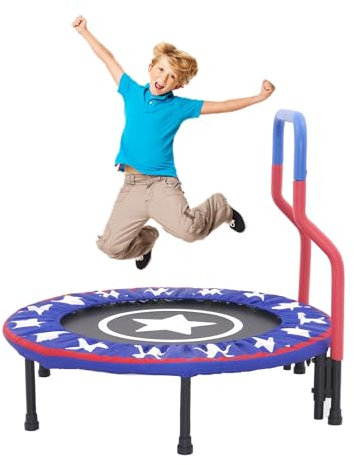 Arkyomi Trampolino per bambini da 91,4 cm, mini trampolino con corrimano e imbottitura di sicurezza, per bambini piccoli, attrezzatura da gioco per esercizi al chiuso e all'aperto