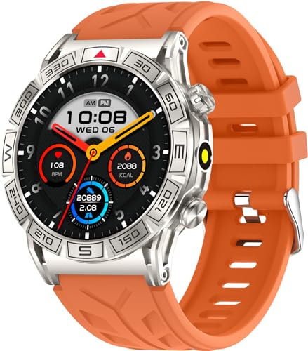 Orologio militare, da uomo, con funzione telefonica, bussola, altimetro, barometro da 1,43, AMOLED, robusto orologio da corsa per Android iOS