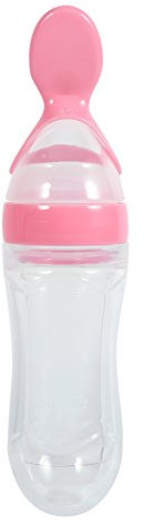 BORDSTRACT 1 pz 90 ml Silicone Biberon per Bambini, Biberon con Cucchiaio Alimenti Freschi Cereali Spremere Alimentatore Caldo (-JYB00668-02)