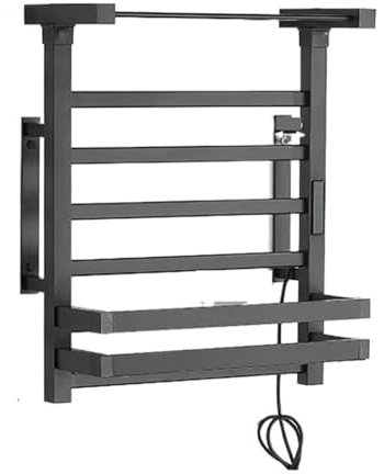 Radiatore per asciugamani Scaldasalviette, Portasciugamani elettrico riscaldato da bagno nero/bianco, display digitale, portasciugamani elettrico in alluminio, radiatore for asciugamani a risparmio en