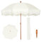 PHI VILLA Parasol de balcon, 200 cm, pliable, rond, avec franges, style bohème, résistant au vent, avec piquet, UPF 50+, blanc laiteux