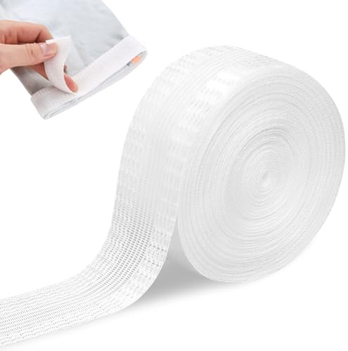 Cinta para Dobladillo Termoadhesiva Lavable, 10 Metros x 25mm - Cinta para Cortinas, Cinta de Tela Autoadhesiva para Acortar sin Coser Pantalones, Ropa y Telas (Blanco)