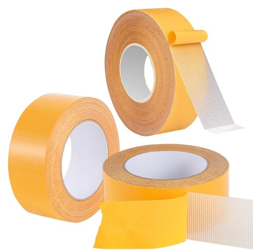3 Rolls Doppelseitiges Klebeband Extra Stark, 3cm X 20m Doppelseitiges Teppichklebeband Klebeband,Beidseitigesklebeband für Teppich,Foto,Wand,Küche,Zuhause,Schule,Einfach zu Schneiden und zu Entfernen