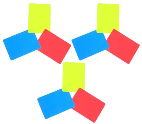 TOGEVAL Lot de 9 Set de Cartes d'Arbitre en PVC Épaissi Rouge Jaune et Bleu Jeu de Cartes de Pénalité pour Arbitre de Football d'Avertissement et d'Expulsion pour Compétitions Sportives
