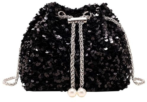 VPB Pochette à Paillettes Femmes,Sac de soirée à Paillettes Bandoulière avec Chaîne,pour Fête Mariage Vacances Boule