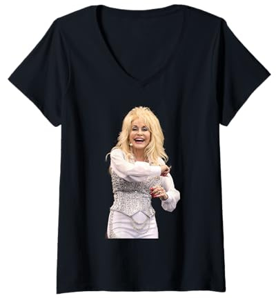 Femme Dolly Parton, chanteuse américaine en Direct au Festival 2014 T-Shirt avec Col en V