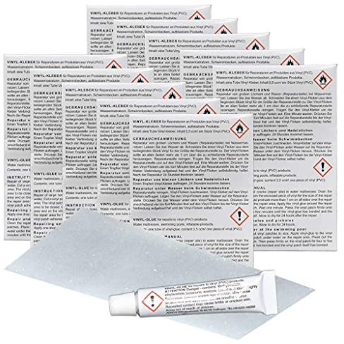 10x Blue Magic PVC Reparatur-Set Kleber und Flicken für Wasserbett, Pool, Planschbecken, Wasserbälle etc. | für Wasserbett, Pool, Planschbecken, Wasserbälle