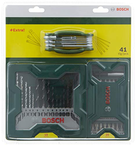 Bosch Home and Garden 2607017333 - Set di punte da trapano miste, 25 pezzi, con cacciavite esagonale pieghevole