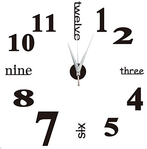 Moderno Orologio da Parete Fai Da Te Yosoo, Tridimensionale 3D Sticker Decorazione per Casa Ufficio Hotel Ristorante, Migliore Scelta Come Regalo - Nero