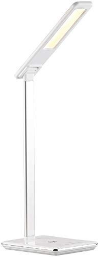 Lunartec Schreibtischlampe Qi: Schreibtisch-Lampe, Qi-kompatibel, 4 Lichtfarben, 800 Lumen, dimmbar (Tageslichtlampe Schreibtisch, Schreibtischlampe USB, Akku)