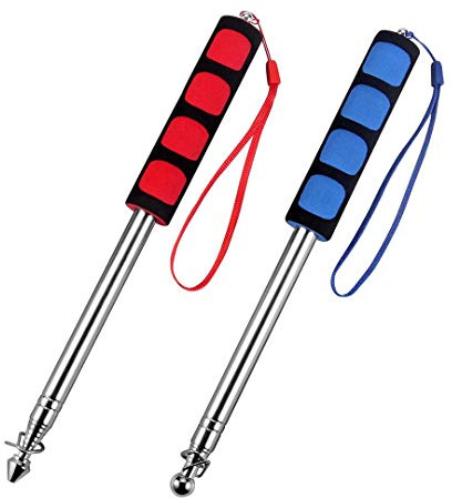 Rmeet Asta Bandiera Telescopica,2 Pack Pieghevole Asta Portabandiera Portatile Insegnamento Bandiere con Impugnatura per Guide Turistiche Campeggio Viaggi Marchers 1.2M Acciaio Inossidabile