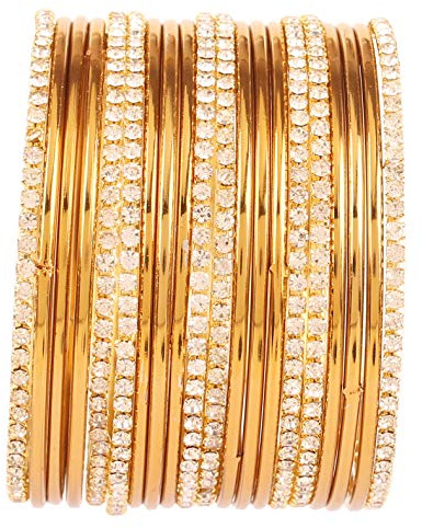 Touchstone Golden Bangle Collection Ethnischer Stil Filigrane Arbeit Gelb Citrin Strass Indischer Bollywood Designer Schmuck Metall Armreif Armbänder in Antik Gold Tone für Frauen.