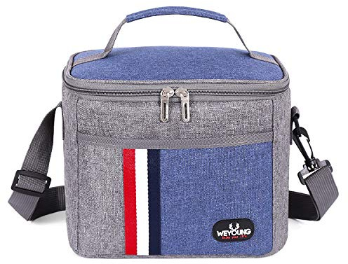 Bolsa de almuerzo aislada para hombres Caja de enfriador grande Caja de almuerzo térmica a prueba de fugas Contenedor de alimentos Adulto Niño Mujeres Hombres (azul)