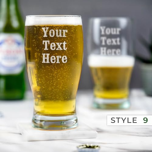 So Bespoke Personalised Engraved Pint Glass Your Text - Birthday Gift - for Him (Style 9 (Text Only))