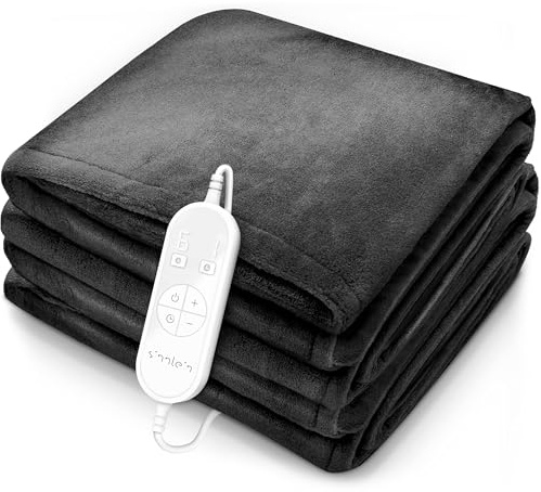 sinnlein® Calienta Camas | Manta Eléctrica 180 x 130 cm Antracita | con Desconexión Automática y Temporizador | 9 Niveles de Temperatura | Pantalla Digital | Lavabale hasta 40°C