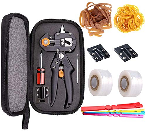 Veredelungsschere Obstbäume, Gartenschere Set, Veredelungsset Tomaten, Garten Werkzeuge Set Profi Gartenschere Veredelungsschere Baumschere Klein Scharf Universal Mit Veredelungsband (Schwarz)