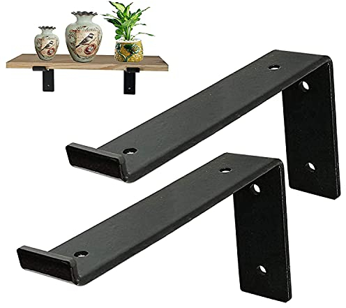2er Pack Regalträger schwarz Rustikale Lippenhalterung für Regale Schwimmende Halterung Unterstützung für DIY Open Farmhouse Home Decor + Schrauben (12inch-30cm)
