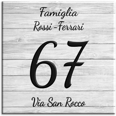 Numero Civico in Ceramica PERSONALIZZABILE,Numero Civico su Mattonella in Ceramica 15x15cm / 20x20cm con Indirizzo e Nome Famiglia Personalizzato,Numeri Civici Moderni