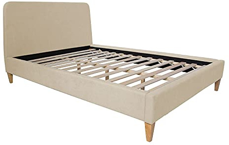 Homestyle4u 2011, Bett Polsterbett 140x200 Beige Creme mit Lattenrost Bettgestell Doppelbett Bettrahmen Schlafzimmer