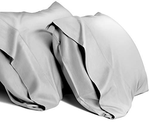 WishSmile Kylande King örngott set med 2 andningsbara coola silkeslena mjuka Rayon härledda från bambutyg fukttransporterande för de som sover varmt, hår och hudvänligt, ljusgrå, 2-pack, 50 x 80 cm