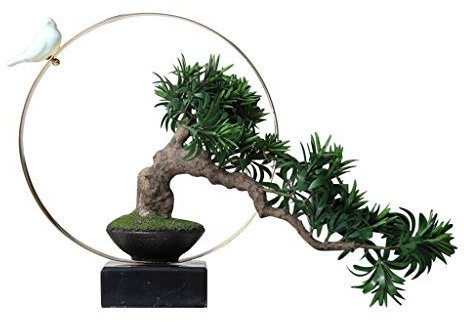 XXXXW Handmade Chinese Creative Simulation Bonsai Marble Metal Home Furnishings, Villa Hotel Artificial Tree Artificial Pot Artificial Plant Decoration Fake Plant