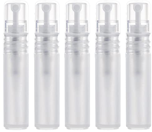 KINBOM 5pcs Perfume Atomizers Refillable, Plastic Spray Bottles for Travel Mister Empty Spritzer Bottles for Hair Face Plants (5ml)