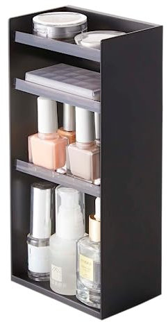 YAMAZAKI Home Tower Schmuck- und Make-up-Organizer, Stand-up Kosmetik-Aufbewahrungsbox, Vitrine – flach – ABS-Kunststoff