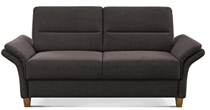 CAVADORE 3er Sofa Wyk / 3-Sitzer-Couch im Landhausstil mit Federkern + Holzfüßen / 186 x 90 x 89 / Chenille, Braun