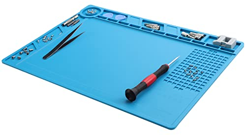 Moendergo Magnetische Lötmatte aus Silikon, 500 °C, hitzebeständige Arbeits-Reparaturmatte, Elektronik-Lötung, antistatische Matte zum Löten, Schweißen von Heißpistolen (350 mm x 250 mm)