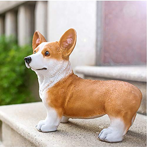 Garten Outdoor Statue Outdoor Garten Dekoration, Terrasse Garten Simulation Corgi Hund Dekoration, Miniatur Garten Ornament Hof Rasen Weihnachtsdekorationen und Geschenk (Farbe: B)