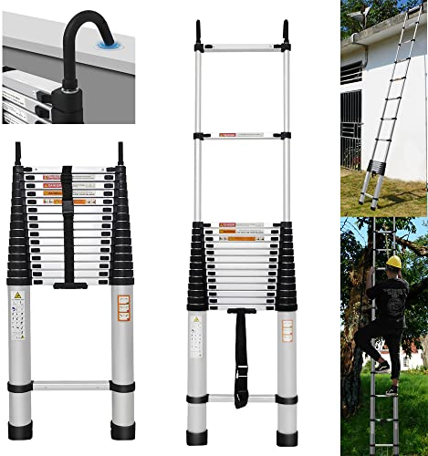 Échelle télescopique portable multifonction en aluminium de 6,2 m (20,34 pieds) - Échelle extensible et pliable, échelle d'escalade stable avec 2 crochets amovibles et pieds en caoutchouc