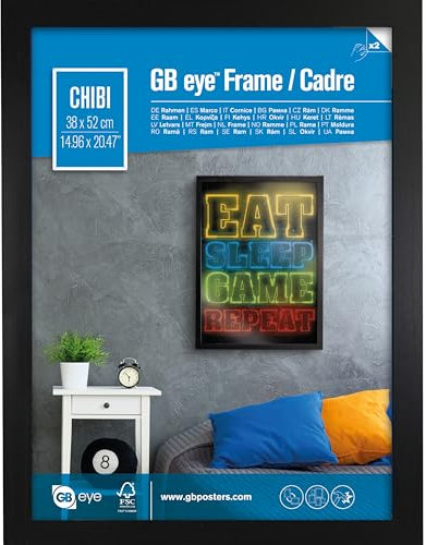GB Eye FMCBA1BK Cadre photo Contemporain, Bois Noir – Chibi – 52 x 38 cm