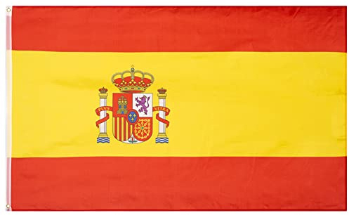 MUWO Flagge Nations Together 90 x 150 cm Nationalmanschaften, doppelseitige Gartenflagge, wetterfeste Fanflagge, Fußballflagge Polyester Länderfagge Deutschland mit Ösen (Spanien)