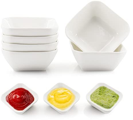 DRAONGYE Ultra-Strong 3 Oz 6 Pack Ceramic Dip Bowls Set, Mini Bowl Soy Sauce Plate, Condiment Server, Can be Used for Ketchup, Vinegar,BBQ and Party Dinner