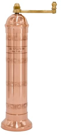 Alexander Home The Original Greek Salt Mill 9 Inch Tall | European Salt Mill Grinder with Crank Handle | Manual Salt Grinder | Salt Refillable - Copper