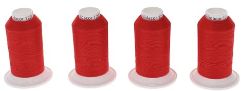 SEWFIL Home - Poldacor 120 - 4-pack med polyestersytråd - 4-pack med 1 000 meter 0003 spolar - Röd
